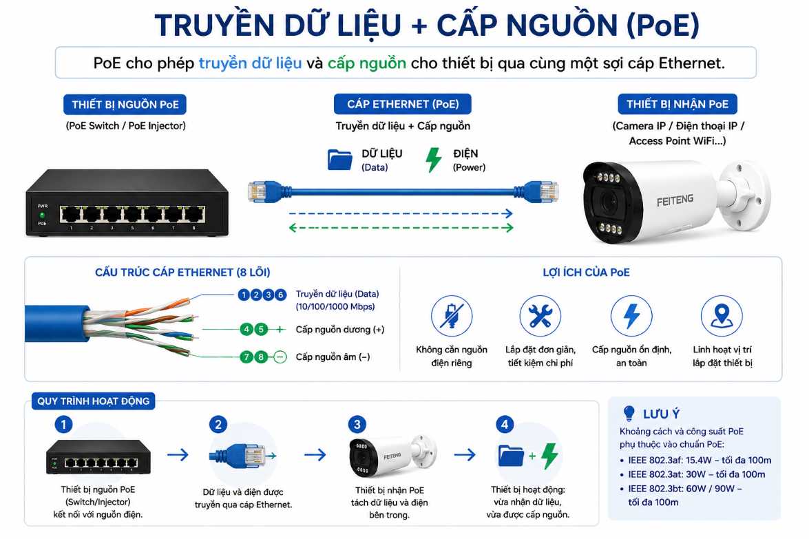 Mô hình truyền dữ liệu + cấp nguồn