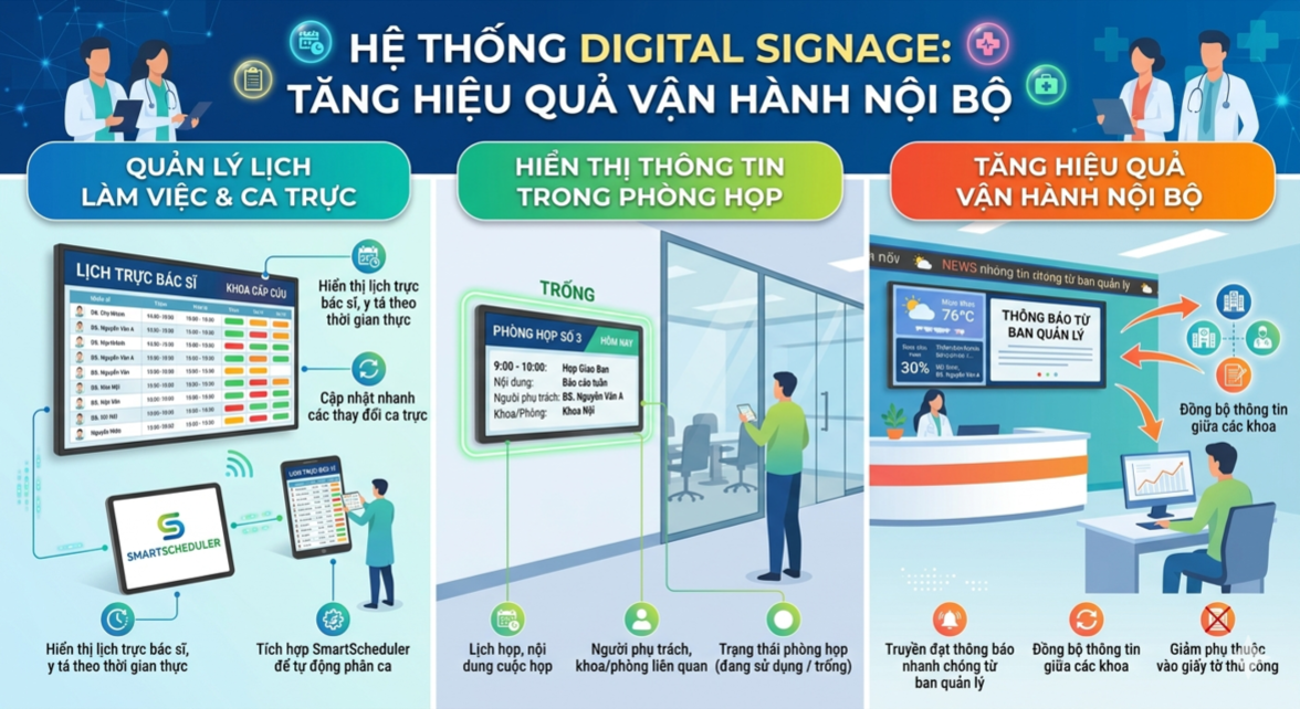 Màn hình ứng dụng trong nội bộ bệnh viện, phòng khám