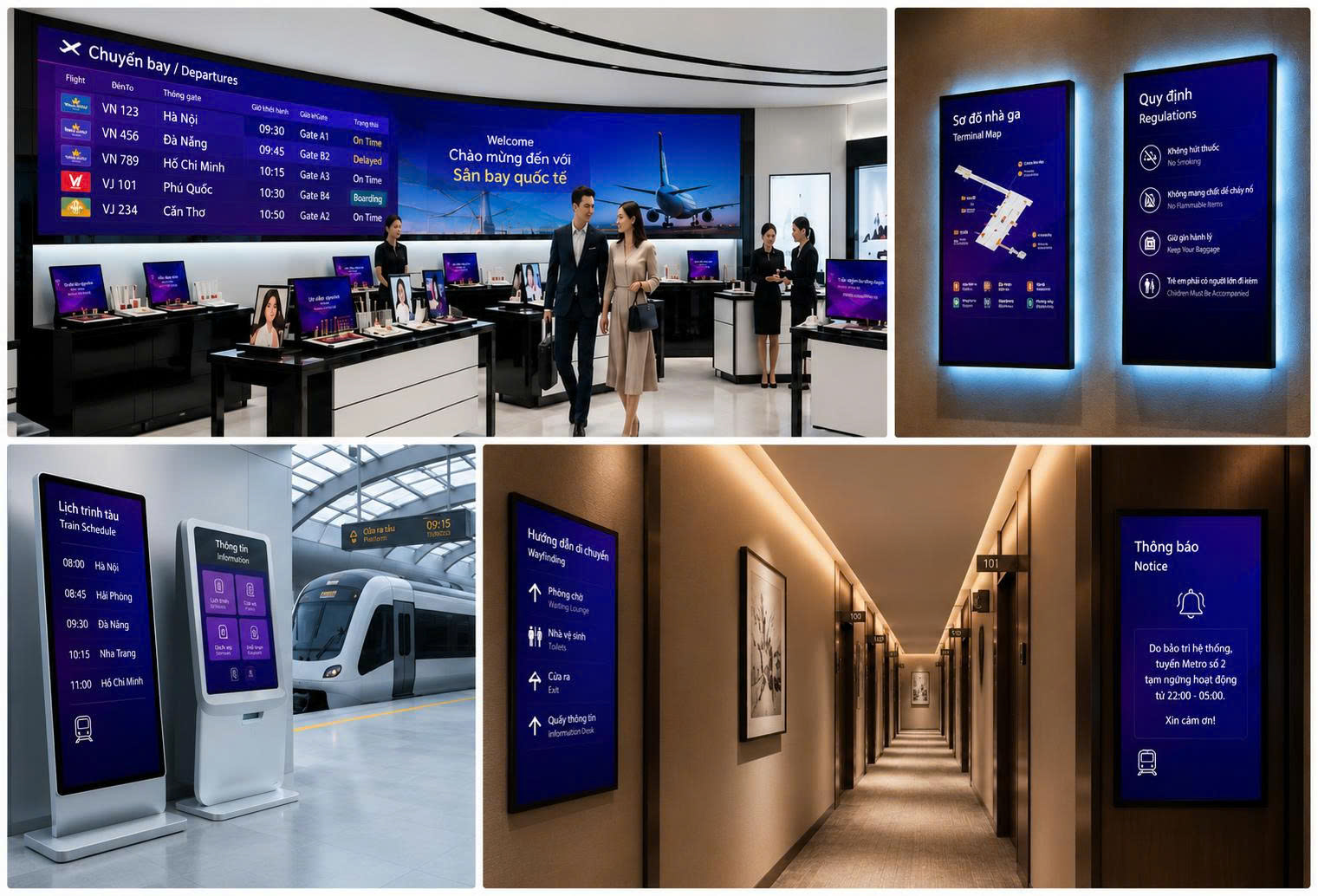 màn hình Digital Signage trong giao thông vận tải