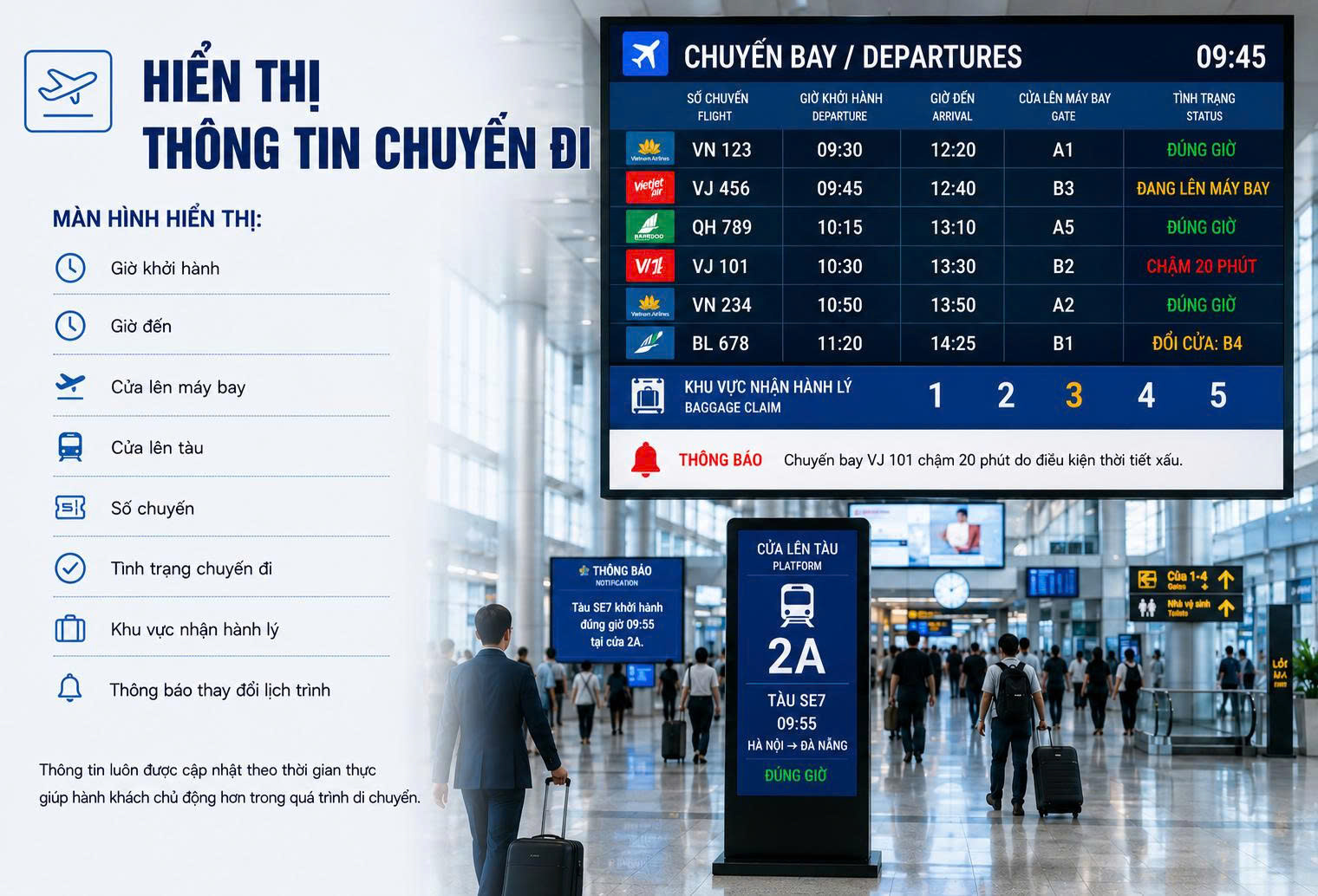màn hình hiển thị thông tin chuyến đi