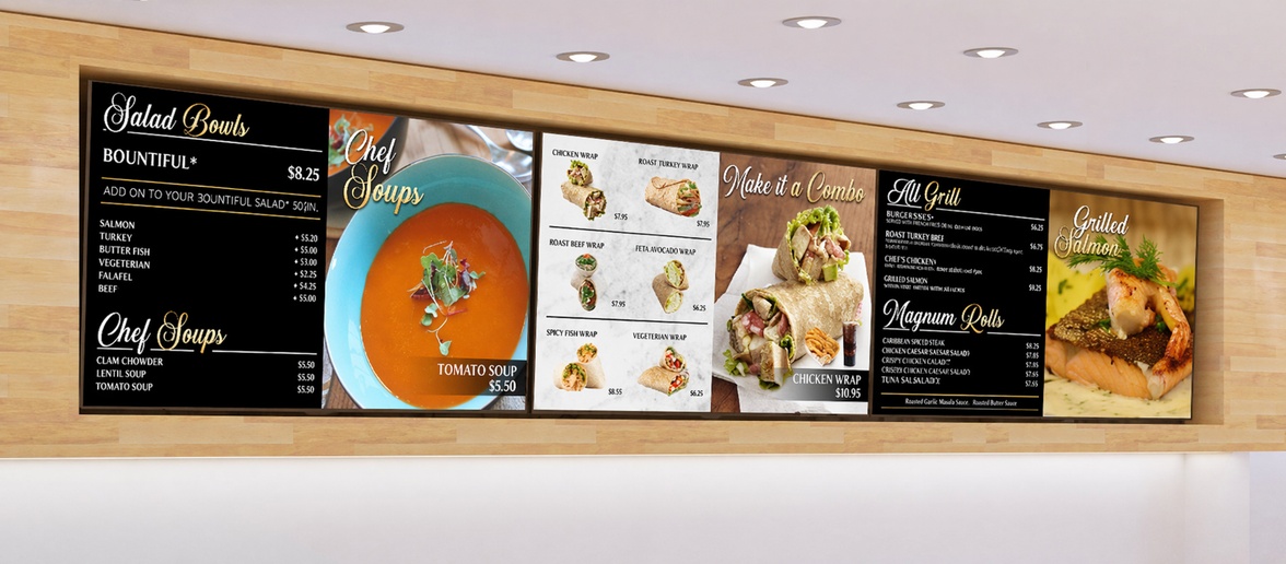 Màn hình menu treo tường thức ăn nhanh