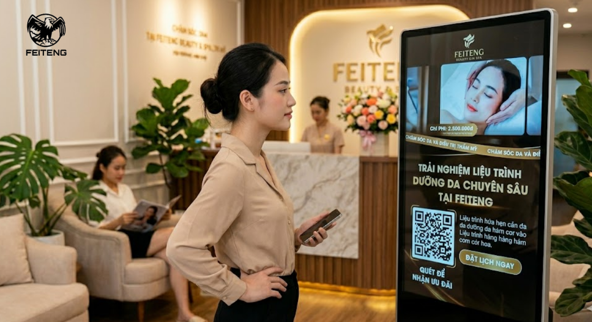 Màn hình chân đứng để khách xem thông tin